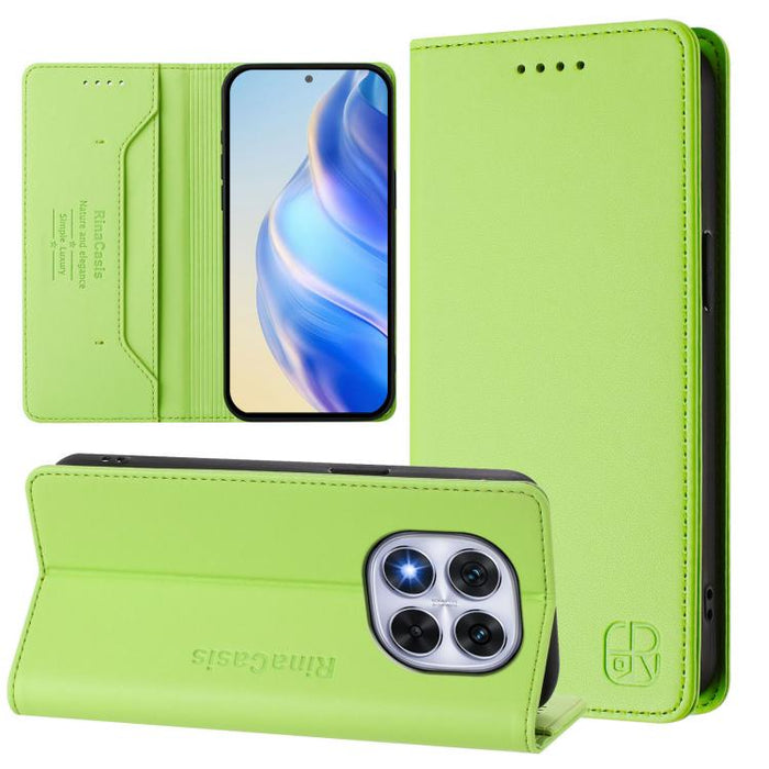 Estuche para teléfono de cuero con doble pliegue y succión magnética y RFID RC01, For Xiaomi Poco M7 4G 169mm, For Xiaomi 15T Pro, For Xiaomi 15T, For Xiaomi Civi 5 Pro Curved, For Xiaomi 15S Pro, For Xiaomi Poco M7 5G / C75 4G                         ...