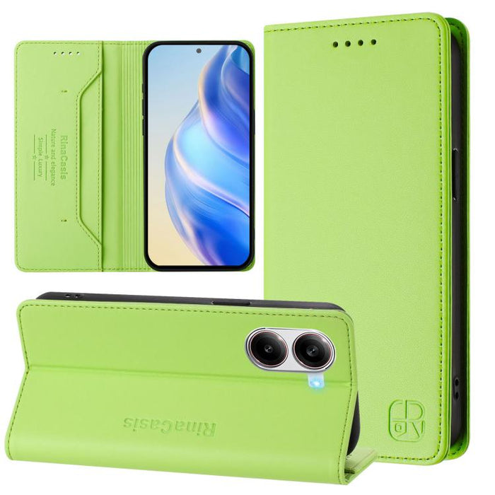 Estuche para teléfono de cuero con doble pliegue y succión magnética y RFID RC01, For Xiaomi Poco M7 4G 169mm, For Xiaomi 15T Pro, For Xiaomi 15T, For Xiaomi Civi 5 Pro Curved, For Xiaomi 15S Pro, For Xiaomi Poco M7 5G / C75 4G                         ...