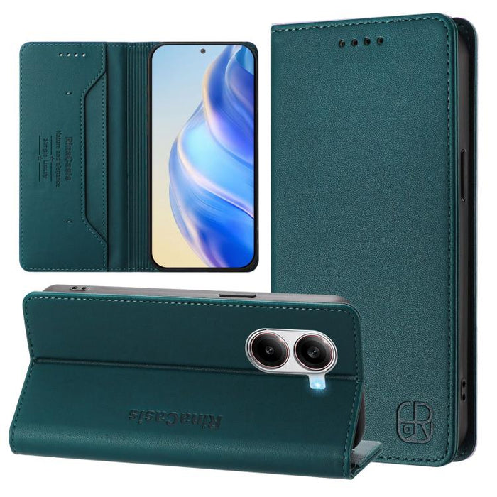 Estuche para teléfono de cuero con doble pliegue y succión magnética y RFID RC01, For Xiaomi Poco M7 4G 169mm, For Xiaomi 15T Pro, For Xiaomi 15T, For Xiaomi Civi 5 Pro Curved, For Xiaomi 15S Pro, For Xiaomi Poco M7 5G / C75 4G                         ...