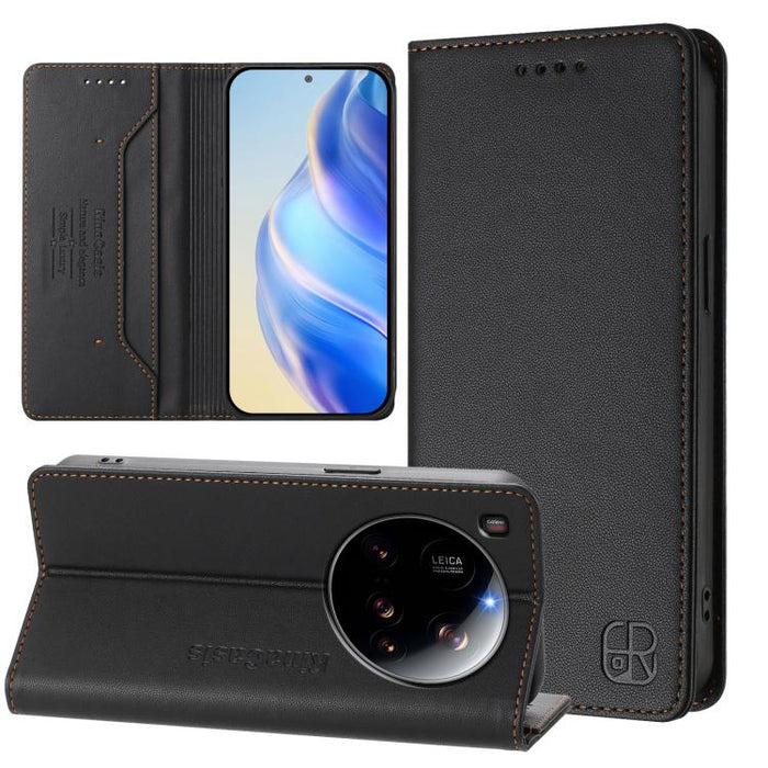 Estuche para teléfono de cuero con doble pliegue y succión magnética y RFID RC01, For Xiaomi Poco M7 4G 169mm, For Xiaomi 15T Pro, For Xiaomi 15T, For Xiaomi Civi 5 Pro Curved, For Xiaomi 15S Pro, For Xiaomi Poco M7 5G / C75 4G                         ...