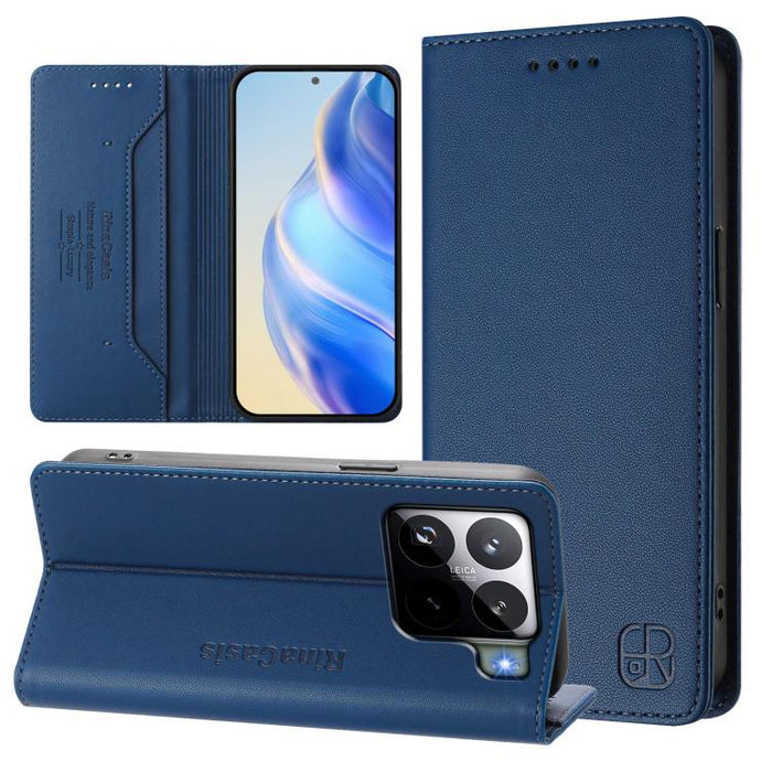 Estuche para teléfono de cuero con doble pliegue y succión magnética y RFID RC01, For Xiaomi Poco M7 4G 169mm, For Xiaomi 15T Pro, For Xiaomi 15T, For Xiaomi Civi 5 Pro Curved, For Xiaomi 15S Pro, For Xiaomi Poco M7 5G / C75 4G                         ...