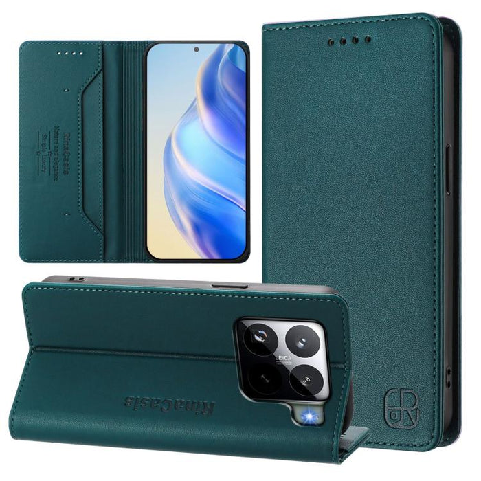 Estuche para teléfono de cuero con doble pliegue y succión magnética y RFID RC01, For Xiaomi Poco M7 4G 169mm, For Xiaomi 15T Pro, For Xiaomi 15T, For Xiaomi Civi 5 Pro Curved, For Xiaomi 15S Pro, For Xiaomi Poco M7 5G / C75 4G                         ...