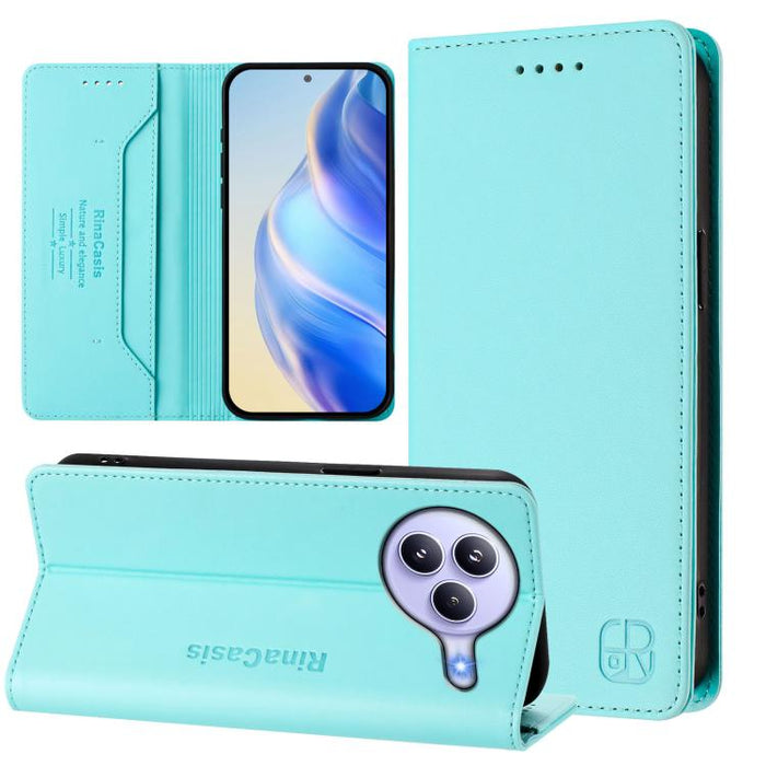 Estuche para teléfono de cuero con doble pliegue y succión magnética y RFID RC01, For Xiaomi Poco M7 4G 169mm, For Xiaomi 15T Pro, For Xiaomi 15T, For Xiaomi Civi 5 Pro Curved, For Xiaomi 15S Pro, For Xiaomi Poco M7 5G / C75 4G                         ...