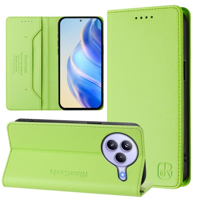 Estuche para teléfono de cuero con doble pliegue y succión magnética y RFID RC01, For Xiaomi Poco M7 4G 169mm, For Xiaomi 15T Pro, For Xiaomi 15T, For Xiaomi Civi 5 Pro Curved, For Xiaomi 15S Pro, For Xiaomi Poco M7 5G / C75 4G                         ...