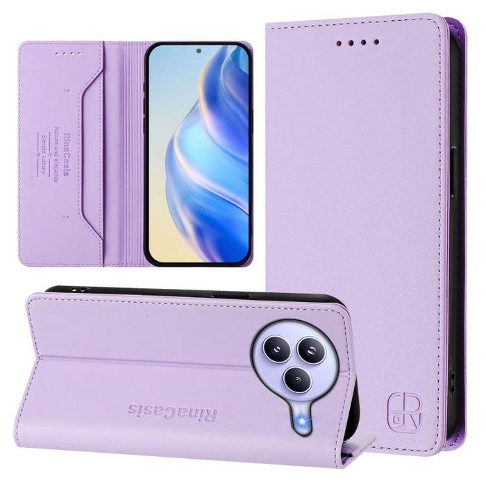 Estuche para teléfono de cuero con doble pliegue y succión magnética y RFID RC01, For Xiaomi Poco M7 4G 169mm, For Xiaomi 15T Pro, For Xiaomi 15T, For Xiaomi Civi 5 Pro Curved, For Xiaomi 15S Pro, For Xiaomi Poco M7 5G / C75 4G                         ...