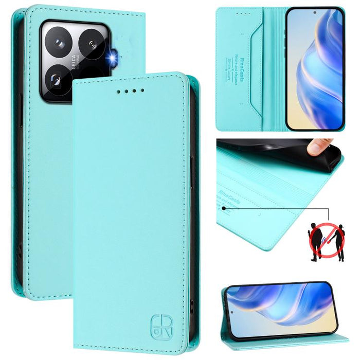 Estuche para teléfono de cuero con doble pliegue y succión magnética y RFID RC01, For Xiaomi Poco M7 4G 169mm, For Xiaomi 15T Pro, For Xiaomi 15T, For Xiaomi Civi 5 Pro Curved, For Xiaomi 15S Pro, For Xiaomi Poco M7 5G / C75 4G                         ...
