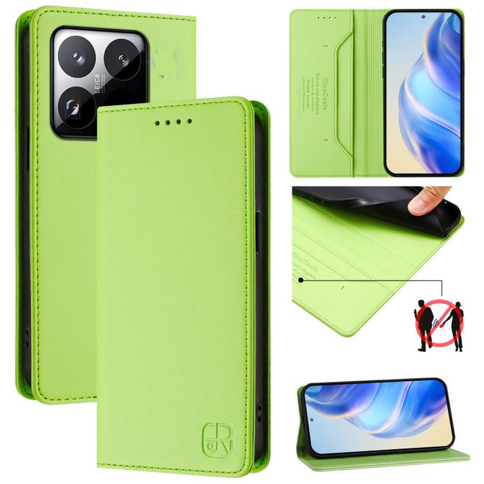 Estuche para teléfono de cuero con doble pliegue y succión magnética y RFID RC01, For Xiaomi Poco M7 4G 169mm, For Xiaomi 15T Pro, For Xiaomi 15T, For Xiaomi Civi 5 Pro Curved, For Xiaomi 15S Pro, For Xiaomi Poco M7 5G / C75 4G                         ...