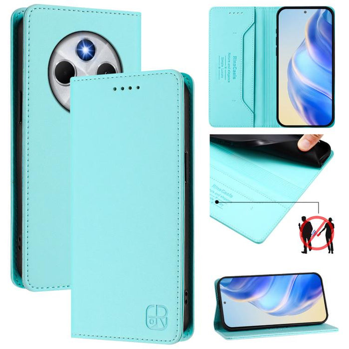 Estuche para teléfono de cuero con doble pliegue y succión magnética y RFID RC01, For Xiaomi Poco M7 4G 169mm, For Xiaomi 15T Pro, For Xiaomi 15T, For Xiaomi Civi 5 Pro Curved, For Xiaomi 15S Pro, For Xiaomi Poco M7 5G / C75 4G                         ...