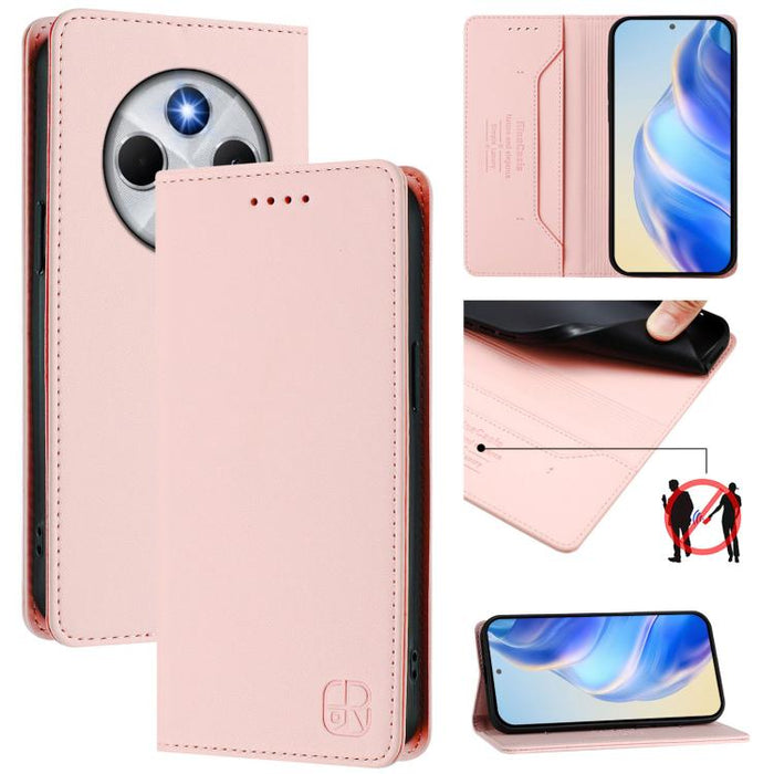 Estuche para teléfono de cuero con doble pliegue y succión magnética y RFID RC01, For Xiaomi Poco M7 4G 169mm, For Xiaomi 15T Pro, For Xiaomi 15T, For Xiaomi Civi 5 Pro Curved, For Xiaomi 15S Pro, For Xiaomi Poco M7 5G / C75 4G                         ...