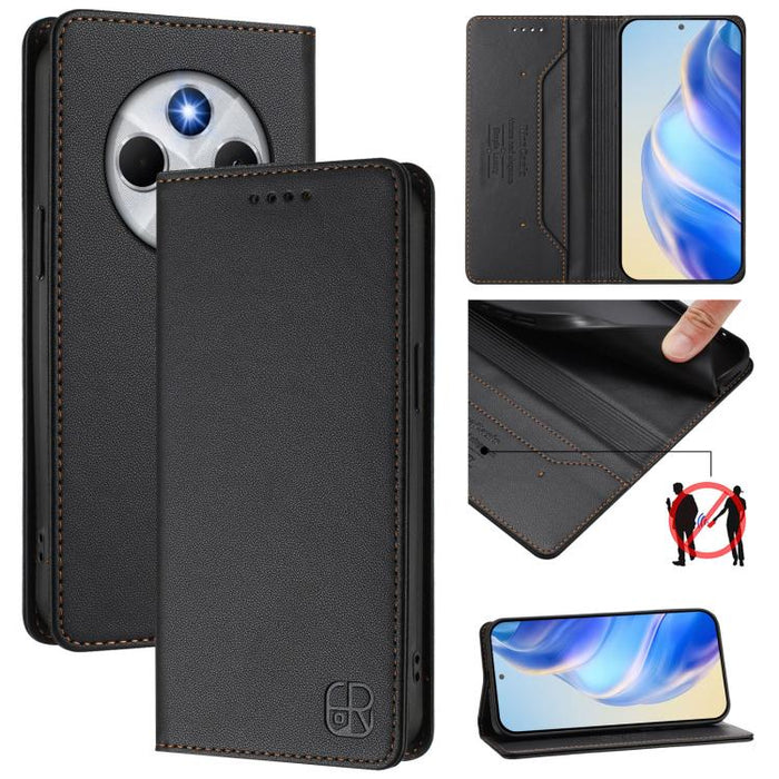 Estuche para teléfono de cuero con doble pliegue y succión magnética y RFID RC01, For Xiaomi Poco M7 4G 169mm, For Xiaomi 15T Pro, For Xiaomi 15T, For Xiaomi Civi 5 Pro Curved, For Xiaomi 15S Pro, For Xiaomi Poco M7 5G / C75 4G                         ...