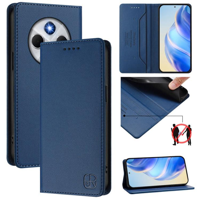 Estuche para teléfono de cuero con doble pliegue y succión magnética y RFID RC01, For Xiaomi Poco M7 4G 169mm, For Xiaomi 15T Pro, For Xiaomi 15T, For Xiaomi Civi 5 Pro Curved, For Xiaomi 15S Pro, For Xiaomi Poco M7 5G / C75 4G                         ...