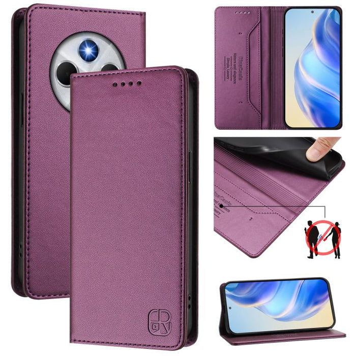 Estuche para teléfono de cuero con doble pliegue y succión magnética y RFID RC01, For Xiaomi Poco M7 4G 169mm, For Xiaomi 15T Pro, For Xiaomi 15T, For Xiaomi Civi 5 Pro Curved, For Xiaomi 15S Pro, For Xiaomi Poco M7 5G / C75 4G                         ...