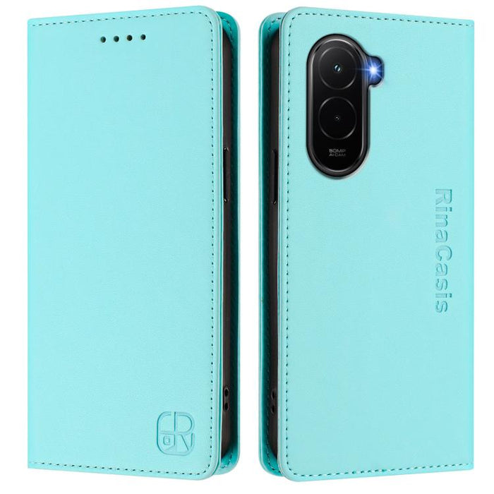 Estuche para teléfono de cuero con doble pliegue y succión magnética y RFID RC01, For Xiaomi Poco M7 4G 169mm, For Xiaomi 15T Pro, For Xiaomi 15T, For Xiaomi Civi 5 Pro Curved, For Xiaomi 15S Pro, For Xiaomi Poco M7 5G / C75 4G                         ...