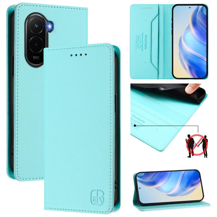 Estuche para teléfono de cuero con doble pliegue y succión magnética y RFID RC01, For Xiaomi Poco M7 4G 169mm, For Xiaomi 15T Pro, For Xiaomi 15T, For Xiaomi Civi 5 Pro Curved, For Xiaomi 15S Pro, For Xiaomi Poco M7 5G / C75 4G                         ...
