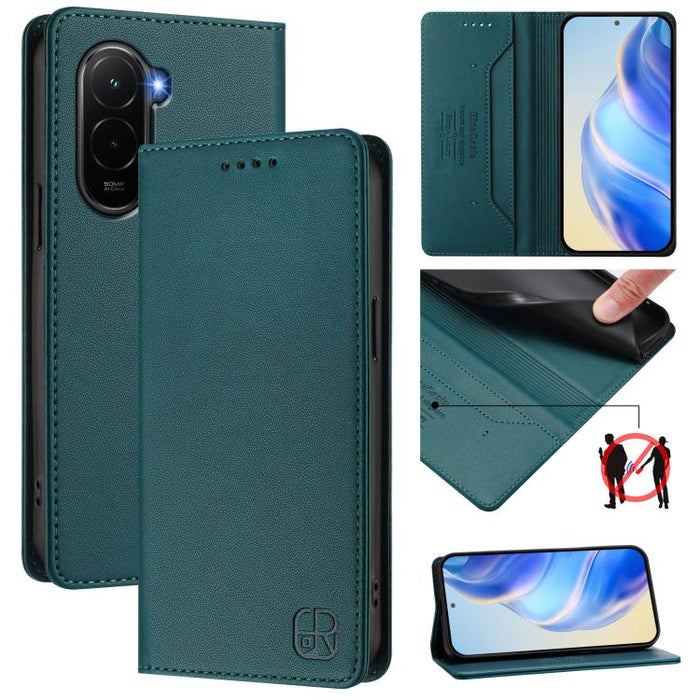 Estuche para teléfono de cuero con doble pliegue y succión magnética y RFID RC01, For Xiaomi Poco M7 4G 169mm, For Xiaomi 15T Pro, For Xiaomi 15T, For Xiaomi Civi 5 Pro Curved, For Xiaomi 15S Pro, For Xiaomi Poco M7 5G / C75 4G                         ...