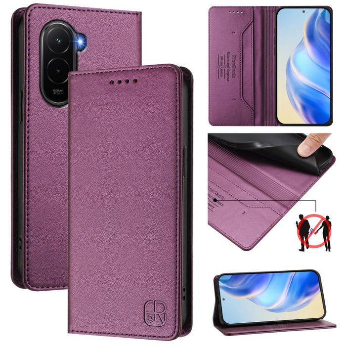Estuche para teléfono de cuero con doble pliegue y succión magnética y RFID RC01, For Xiaomi Poco M7 4G 169mm, For Xiaomi 15T Pro, For Xiaomi 15T, For Xiaomi Civi 5 Pro Curved, For Xiaomi 15S Pro, For Xiaomi Poco M7 5G / C75 4G                         ...