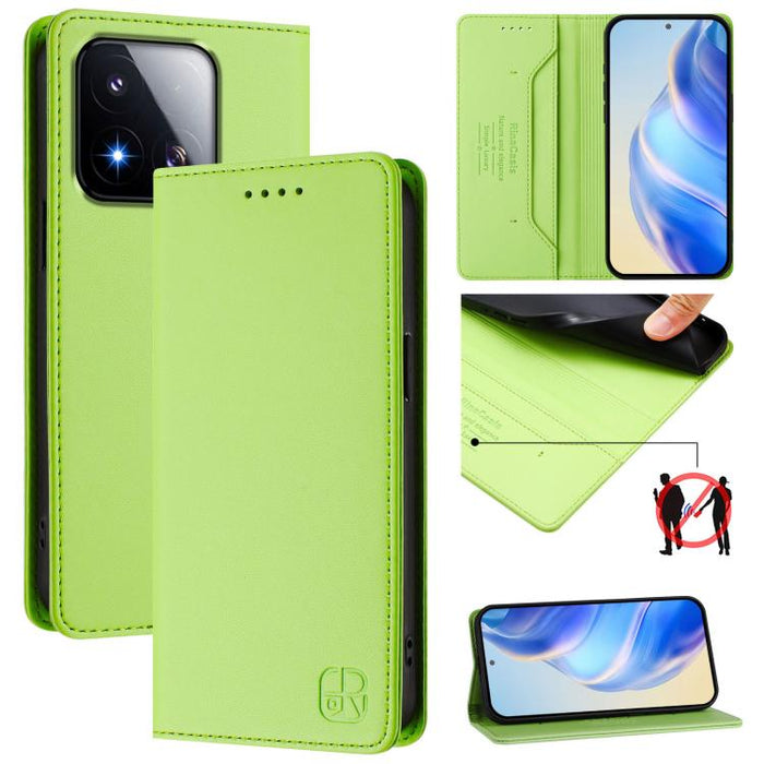 Estuche para teléfono de cuero con doble pliegue y succión magnética y RFID RC01, For Xiaomi Poco M7 4G 169mm, For Xiaomi 15T Pro, For Xiaomi 15T, For Xiaomi Civi 5 Pro Curved, For Xiaomi 15S Pro, For Xiaomi Poco M7 5G / C75 4G                         ...
