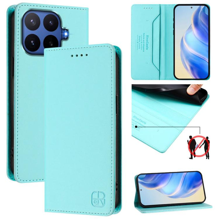 Estuche para teléfono de cuero con doble pliegue y succión magnética y RFID RC01, For Xiaomi Poco M7 4G 169mm, For Xiaomi 15T Pro, For Xiaomi 15T, For Xiaomi Civi 5 Pro Curved, For Xiaomi 15S Pro, For Xiaomi Poco M7 5G / C75 4G                         ...
