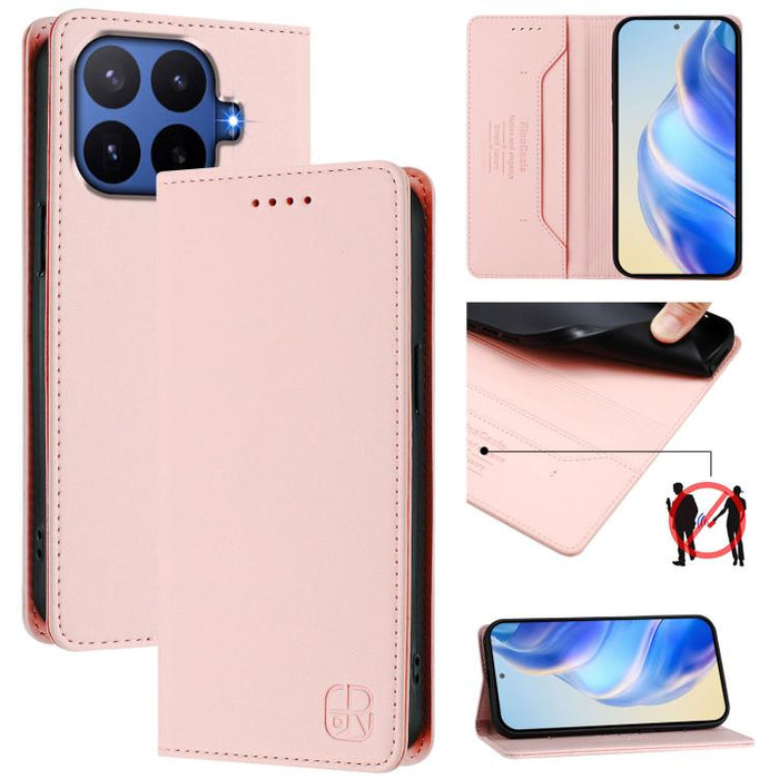 Estuche para teléfono de cuero con doble pliegue y succión magnética y RFID RC01, For Xiaomi Poco M7 4G 169mm, For Xiaomi 15T Pro, For Xiaomi 15T, For Xiaomi Civi 5 Pro Curved, For Xiaomi 15S Pro, For Xiaomi Poco M7 5G / C75 4G                         ...