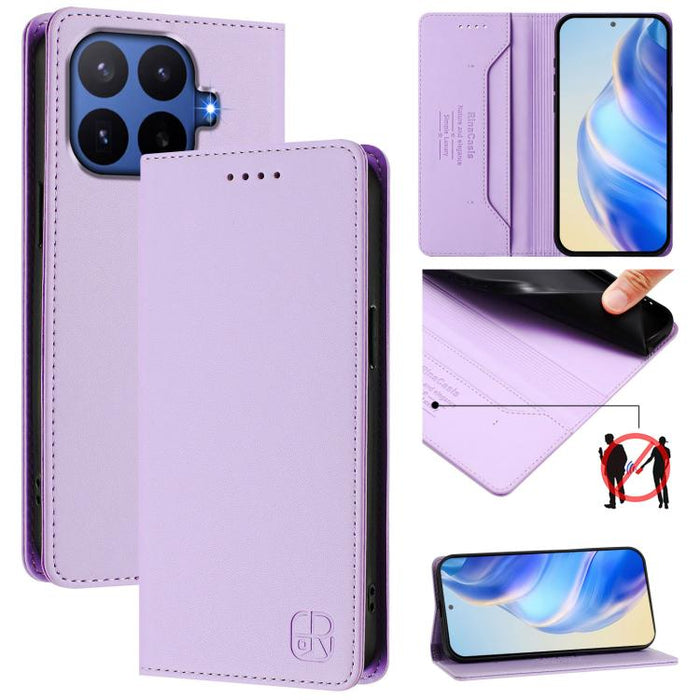 Estuche para teléfono de cuero con doble pliegue y succión magnética y RFID RC01, For Xiaomi Poco M7 4G 169mm, For Xiaomi 15T Pro, For Xiaomi 15T, For Xiaomi Civi 5 Pro Curved, For Xiaomi 15S Pro, For Xiaomi Poco M7 5G / C75 4G                         ...