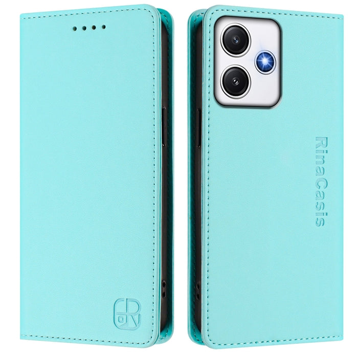 Estuche para teléfono de cuero con doble pliegue y succión magnética y RFID RC01, For Redmi 12 5G / 4G Global / Note 12R, For Redmi Note 11T Pro+ / Note 12T Pro / K50i, For Redmi Note 12 Turbo 5G / Xiaomi Poco F5, For Redmi Note 11 / 11S / 12S 4G Globa...