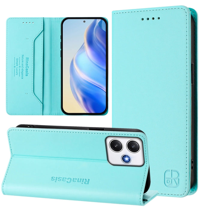 Estuche para teléfono de cuero con doble pliegue y succión magnética y RFID RC01, For Redmi 12 5G / 4G Global / Note 12R, For Redmi Note 11T Pro+ / Note 12T Pro / K50i, For Redmi Note 12 Turbo 5G / Xiaomi Poco F5, For Redmi Note 11 / 11S / 12S 4G Globa...