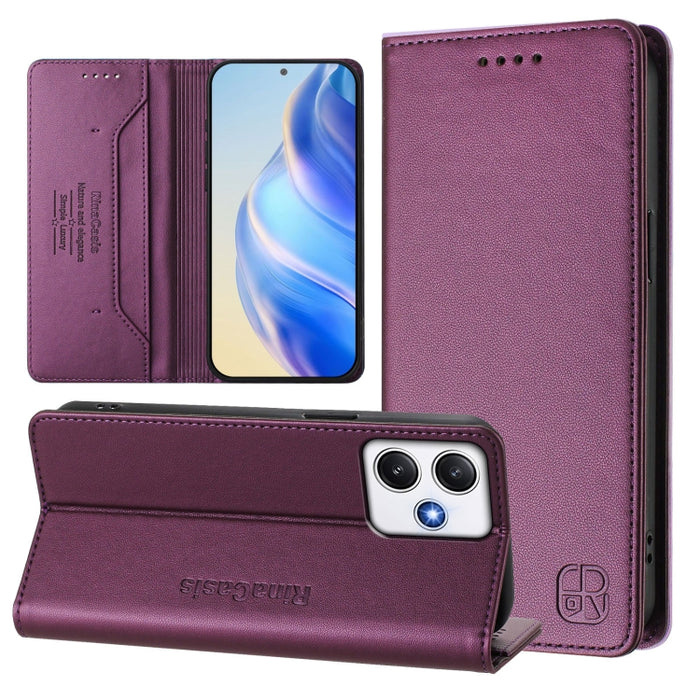 Estuche para teléfono de cuero con doble pliegue y succión magnética y RFID RC01, For Redmi 12 5G / 4G Global / Note 12R, For Redmi Note 11T Pro+ / Note 12T Pro / K50i, For Redmi Note 12 Turbo 5G / Xiaomi Poco F5, For Redmi Note 11 / 11S / 12S 4G Globa...