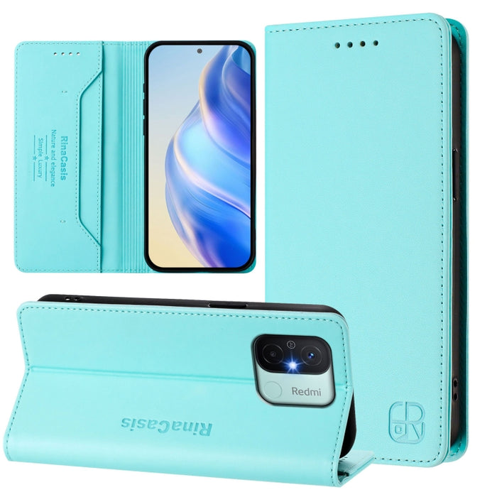 Estuche para teléfono de cuero con doble pliegue y succión magnética y RFID RC01, For Redmi 12 5G / 4G Global / Note 12R, For Redmi Note 11T Pro+ / Note 12T Pro / K50i, For Redmi Note 12 Turbo 5G / Xiaomi Poco F5, For Redmi Note 11 / 11S / 12S 4G Globa...