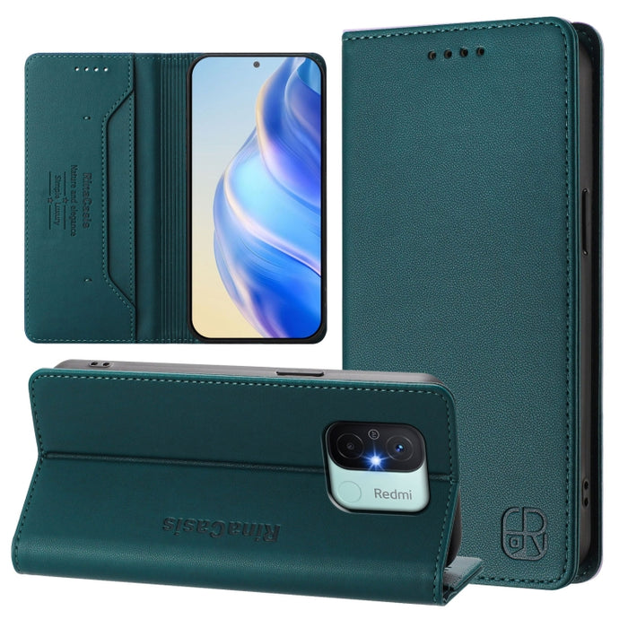 Estuche para teléfono de cuero con doble pliegue y succión magnética y RFID RC01, For Redmi 12 5G / 4G Global / Note 12R, For Redmi Note 11T Pro+ / Note 12T Pro / K50i, For Redmi Note 12 Turbo 5G / Xiaomi Poco F5, For Redmi Note 11 / 11S / 12S 4G Globa...