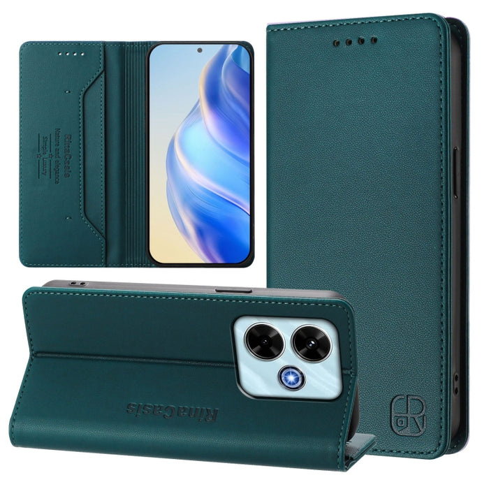 Estuche para teléfono de cuero con doble pliegue y succión magnética y RFID RC01, For Redmi Note 14 4G 163.25mm, For Redmi Note 14 5G, For Redmi 14C 4G / 14R 5G Global, For Redmi K70 Ultra 5G Global, For Redmi 13 5G / 4G Global                         ...