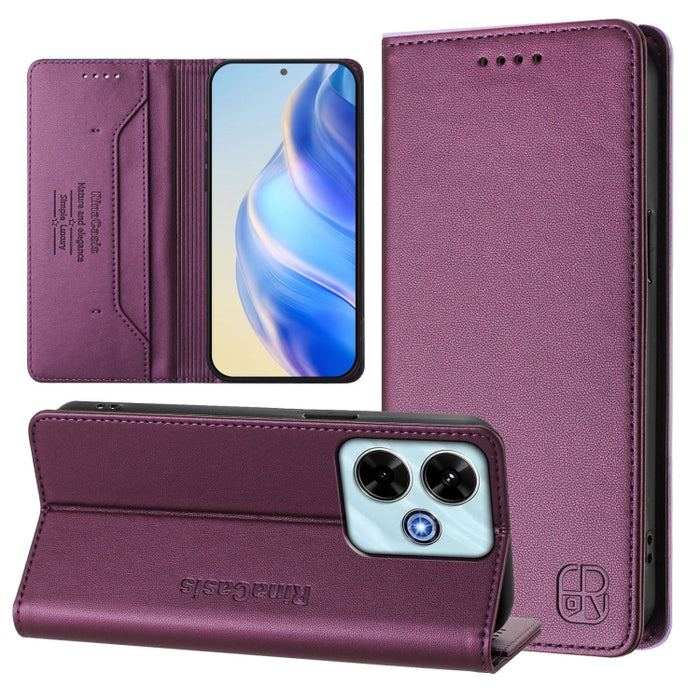 Estuche para teléfono de cuero con doble pliegue y succión magnética y RFID RC01, For Redmi Note 14 4G 163.25mm, For Redmi Note 14 5G, For Redmi 14C 4G / 14R 5G Global, For Redmi K70 Ultra 5G Global, For Redmi 13 5G / 4G Global                         ...