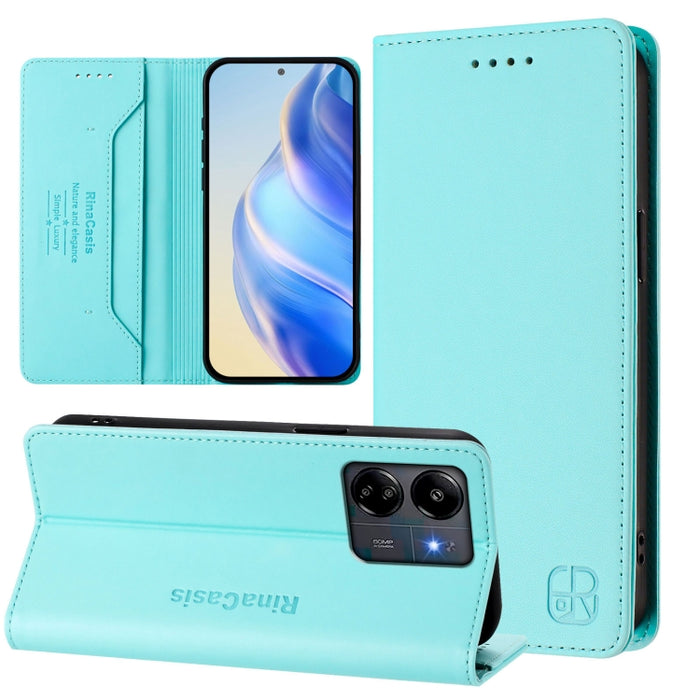 Estuche para teléfono de cuero con doble pliegue y succión magnética y RFID RC01, For Redmi Note 14 4G 163.25mm, For Redmi Note 14 5G, For Redmi 14C 4G / 14R 5G Global, For Redmi K70 Ultra 5G Global, For Redmi 13 5G / 4G Global                         ...