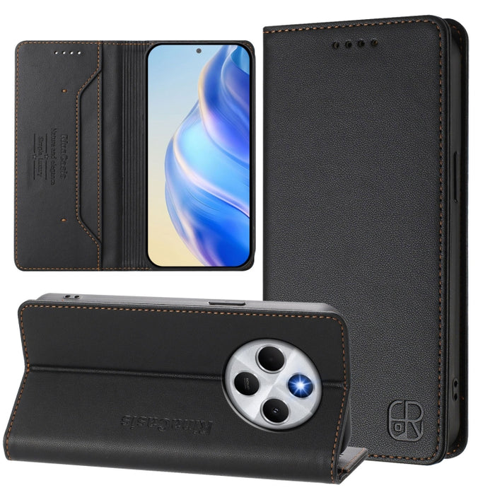 Estuche para teléfono de cuero con doble pliegue y succión magnética y RFID RC01, For Redmi Note 14 4G 163.25mm, For Redmi Note 14 5G, For Redmi 14C 4G / 14R 5G Global, For Redmi K70 Ultra 5G Global, For Redmi 13 5G / 4G Global                         ...