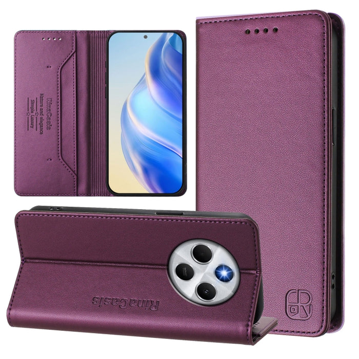 Estuche para teléfono de cuero con doble pliegue y succión magnética y RFID RC01, For Redmi Note 14 4G 163.25mm, For Redmi Note 14 5G, For Redmi 14C 4G / 14R 5G Global, For Redmi K70 Ultra 5G Global, For Redmi 13 5G / 4G Global                         ...