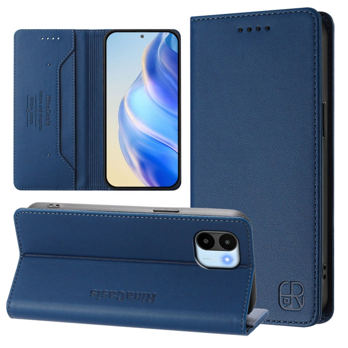 Estuche para teléfono de cuero con doble pliegue y succión magnética y RFID RC01, For Redmi 12 5G / 4G Global / Note 12R, For Redmi Note 11T Pro+ / Note 12T Pro / K50i, For Redmi Note 12 Turbo 5G / Xiaomi Poco F5, For Redmi Note 11 / 11S / 12S 4G Globa...