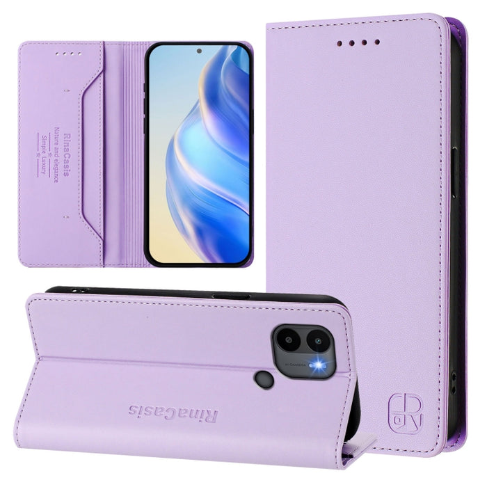 Estuche para teléfono de cuero con doble pliegue y succión magnética y RFID RC01, For Redmi 12 5G / 4G Global / Note 12R, For Redmi Note 11T Pro+ / Note 12T Pro / K50i, For Redmi Note 12 Turbo 5G / Xiaomi Poco F5, For Redmi Note 11 / 11S / 12S 4G Globa...