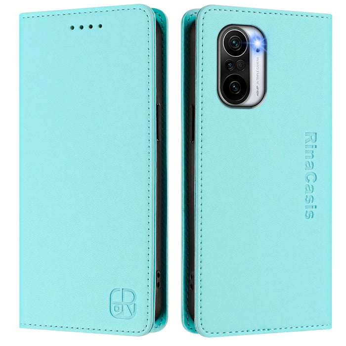 Estuche para teléfono de cuero con doble pliegue y succión magnética y RFID RC01, For Redmi K40 / K40 Pro