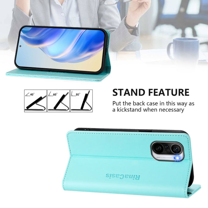 Estuche para teléfono de cuero con doble pliegue y succión magnética y RFID RC01, For Redmi K40 / K40 Pro
