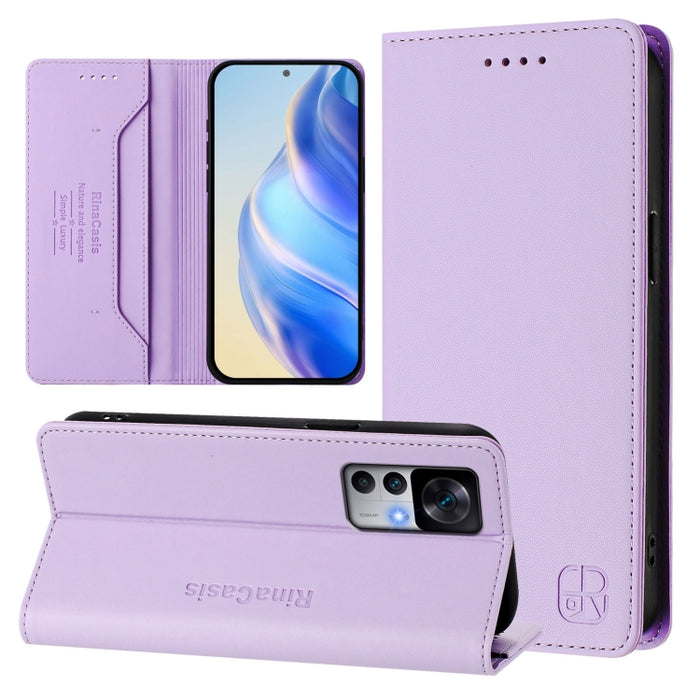 Estuche para teléfono de cuero con doble pliegue y succión magnética y RFID RC01, For Redmi K50 Ultra / Xiaomi 12T / 12T Pro, For Redmi Note 11 Pro 5G / 4G / Global, For Redmi 10 5G / 10 Prime+ 5G Global, For Redmi Note 11S 5G / Xiaomi Poco M4 Pro 5G  ...