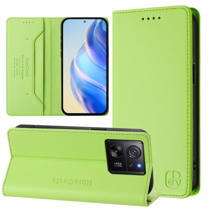 Estuche para teléfono de cuero con doble pliegue y succión magnética y RFID RC01, For Redmi Note 14 4G 163.25mm, For Redmi Note 14 5G, For Redmi 14C 4G / 14R 5G Global, For Redmi K70 Ultra 5G Global, For Redmi 13 5G / 4G Global                         ...