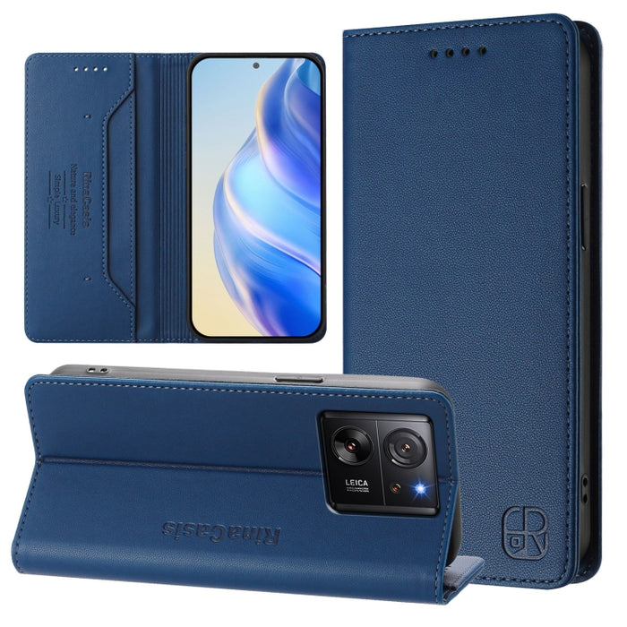 Estuche para teléfono de cuero con doble pliegue y succión magnética y RFID RC01, For Redmi 12 5G / 4G Global / Note 12R, For Redmi Note 11T Pro+ / Note 12T Pro / K50i, For Redmi Note 12 Turbo 5G / Xiaomi Poco F5, For Redmi Note 11 / 11S / 12S 4G Globa...