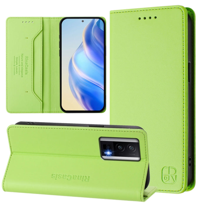 Estuche para teléfono de cuero con doble pliegue y succión magnética y RFID RC01, For Redmi 12 5G / 4G Global / Note 12R, For Redmi Note 11T Pro+ / Note 12T Pro / K50i, For Redmi Note 12 Turbo 5G / Xiaomi Poco F5, For Redmi Note 11 / 11S / 12S 4G Globa...