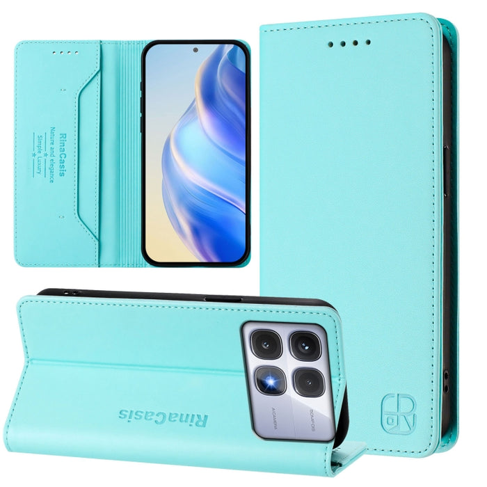 Estuche para teléfono de cuero con doble pliegue y succión magnética y RFID RC01, For Redmi Note 14 4G 163.25mm, For Redmi Note 14 5G, For Redmi 14C 4G / 14R 5G Global, For Redmi K70 Ultra 5G Global, For Redmi 13 5G / 4G Global                         ...
