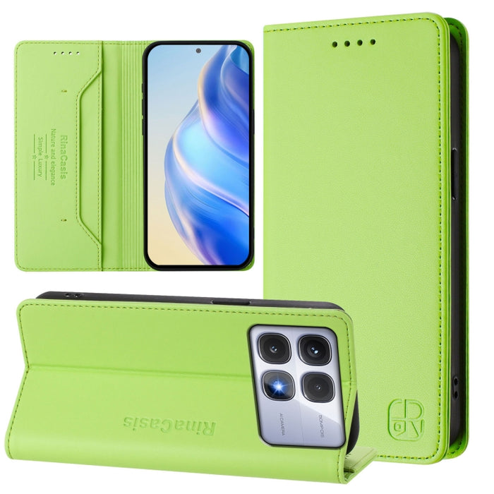Estuche para teléfono de cuero con doble pliegue y succión magnética y RFID RC01, For Redmi Note 14 4G 163.25mm, For Redmi Note 14 5G, For Redmi 14C 4G / 14R 5G Global, For Redmi K70 Ultra 5G Global, For Redmi 13 5G / 4G Global                         ...