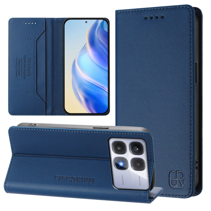 Estuche para teléfono de cuero con doble pliegue y succión magnética y RFID RC01, For Redmi Note 14 4G 163.25mm, For Redmi Note 14 5G, For Redmi 14C 4G / 14R 5G Global, For Redmi K70 Ultra 5G Global, For Redmi 13 5G / 4G Global                         ...