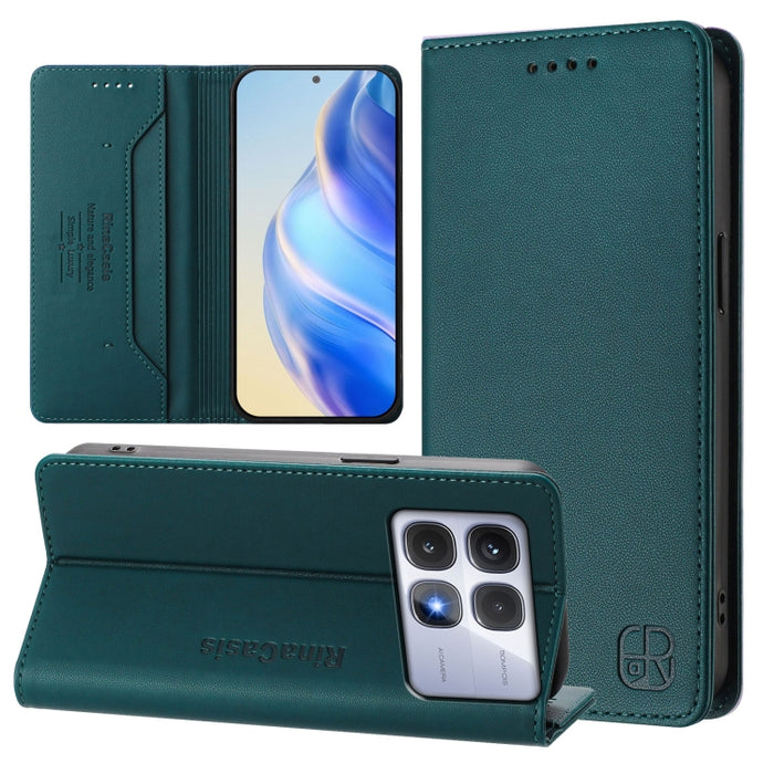 Estuche para teléfono de cuero con doble pliegue y succión magnética y RFID RC01, For Redmi Note 14 4G 163.25mm, For Redmi Note 14 5G, For Redmi 14C 4G / 14R 5G Global, For Redmi K70 Ultra 5G Global, For Redmi 13 5G / 4G Global                         ...