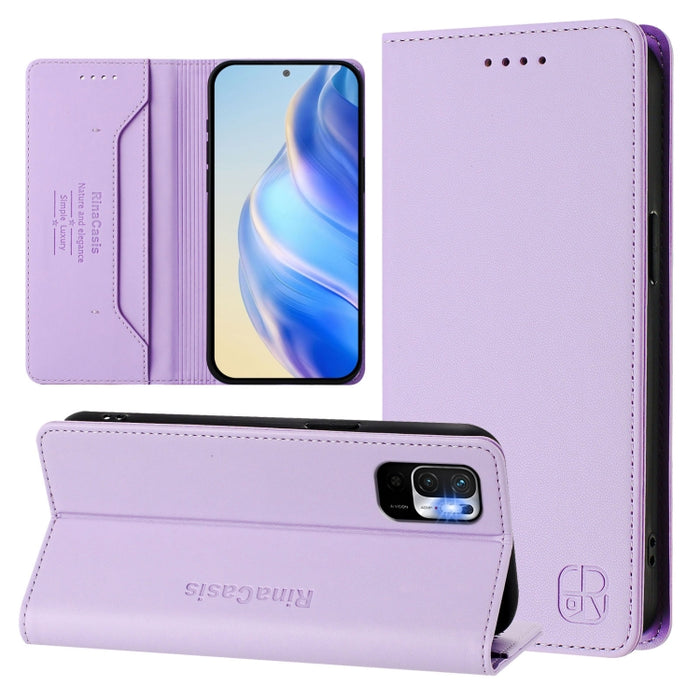 Estuche para teléfono de cuero con doble pliegue y succión magnética y RFID RC01, For Redmi K50 Ultra / Xiaomi 12T / 12T Pro, For Redmi Note 11 Pro 5G / 4G / Global, For Redmi 10 5G / 10 Prime+ 5G Global, For Redmi Note 11S 5G / Xiaomi Poco M4 Pro 5G  ...