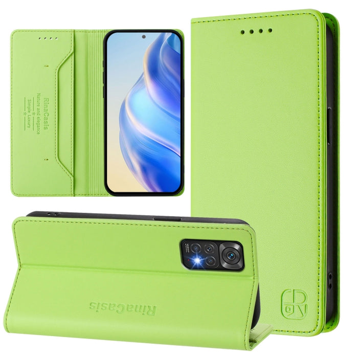 Estuche para teléfono de cuero con doble pliegue y succión magnética y RFID RC01, For Redmi 12 5G / 4G Global / Note 12R, For Redmi Note 11T Pro+ / Note 12T Pro / K50i, For Redmi Note 12 Turbo 5G / Xiaomi Poco F5, For Redmi Note 11 / 11S / 12S 4G Globa...