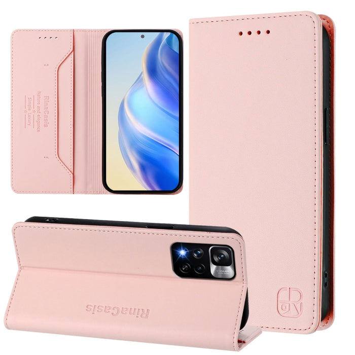 Estuche para teléfono de cuero con doble pliegue y succión magnética y RFID RC01, For Redmi K50 Ultra / Xiaomi 12T / 12T Pro, For Redmi Note 11 Pro 5G / 4G / Global, For Redmi 10 5G / 10 Prime+ 5G Global, For Redmi Note 11S 5G / Xiaomi Poco M4 Pro 5G  ...