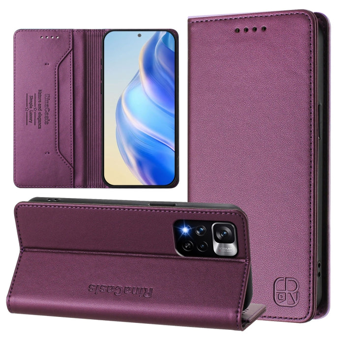 Estuche para teléfono de cuero con doble pliegue y succión magnética y RFID RC01, For Redmi K50 Ultra / Xiaomi 12T / 12T Pro, For Redmi Note 11 Pro 5G / 4G / Global, For Redmi 10 5G / 10 Prime+ 5G Global, For Redmi Note 11S 5G / Xiaomi Poco M4 Pro 5G  ...